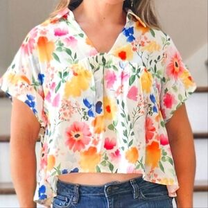 Almost Pink Floral Print Women's Top